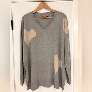 Laurie Felt Cashmere Blend Heart V-neck Sweater